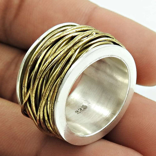 Indian Artisan Jewelry 925 Solid Sterling Silver Band Ring Size 7.5 I10