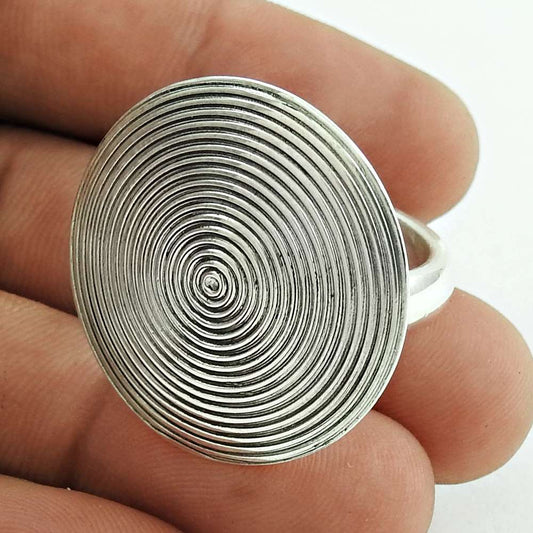 Artisan Jewelry 925 Solid Sterling Silver Statement Vintage Ring Size Q O57