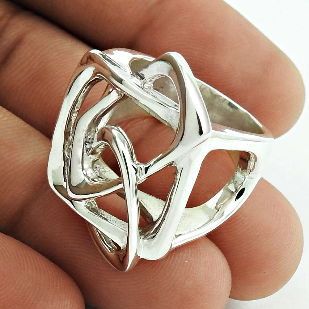 Cocktail Ring Size 7 925 Solid Sterling Silver Handmade Indian Jewelry N10