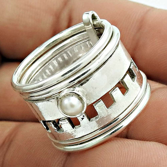 Indian Artisan Jewelry 925 Solid Sterling Silver Band Ring Size 8 F2