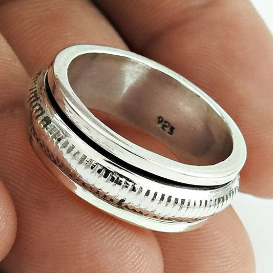 Artisan 925 Solid Sterling Silver Jewelry Band Ring Size 8 H2
