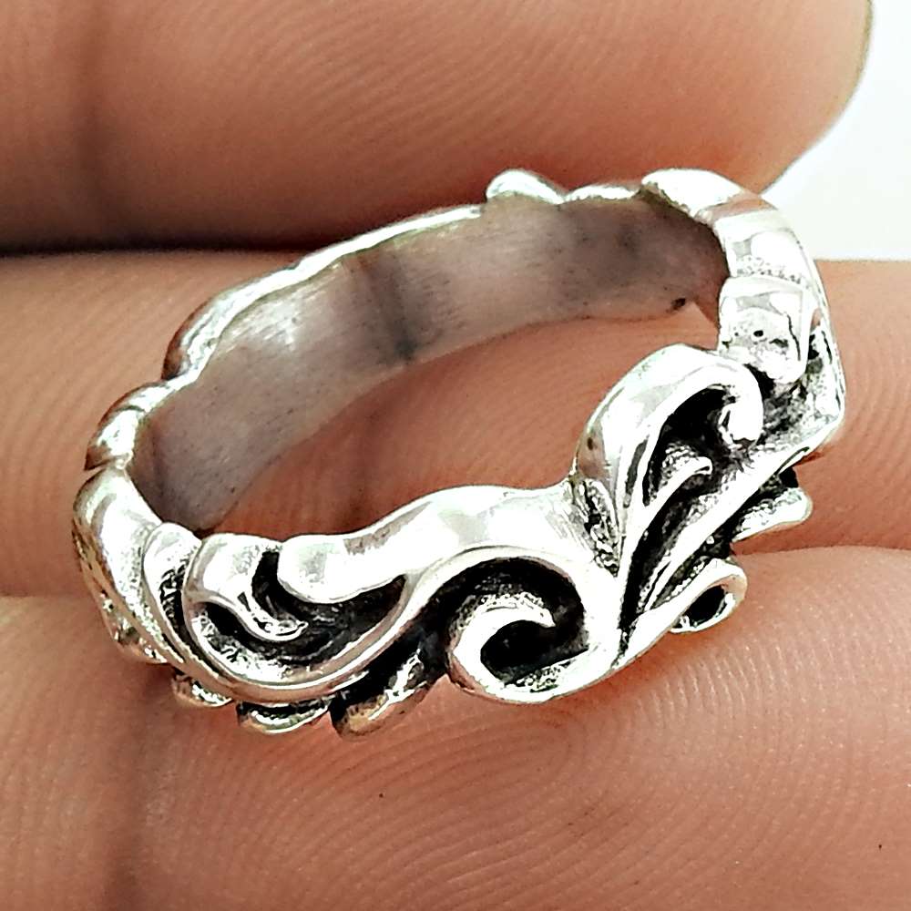 Artisan 925 Solid Sterling Silver Jewelry Cocktail Ring Size 7 U17