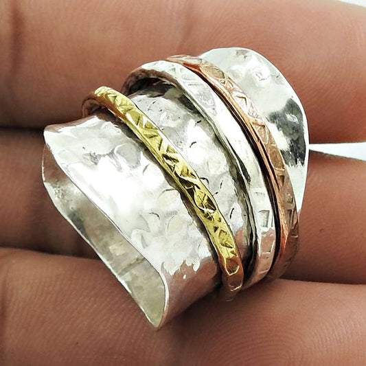 Spinner Ring Size 8.5 925 Solid Sterling Silver Mothers Day Gift Jewelry X1