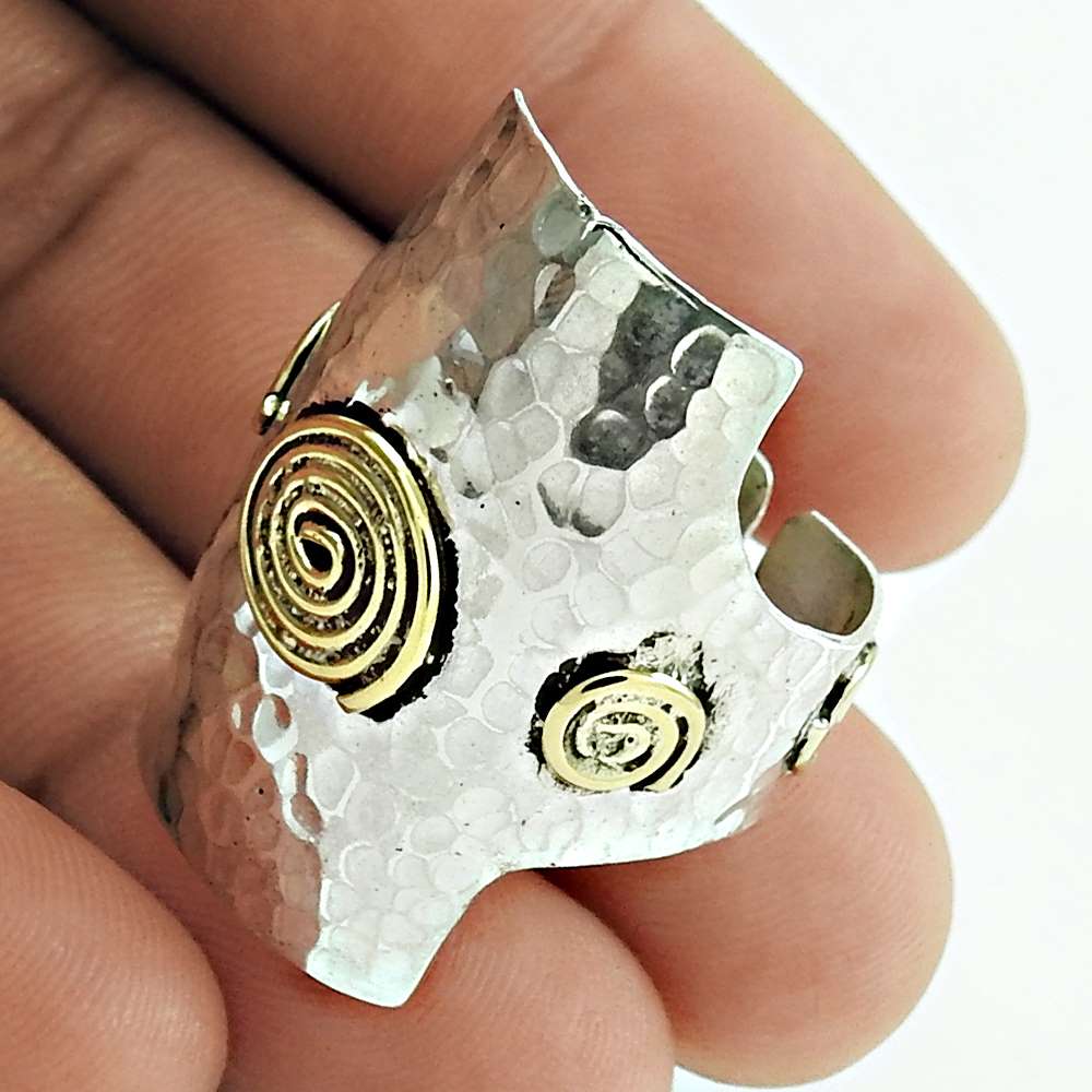 Handmade Indian Jewelry 925 Solid Sterling Silver Band Ring Size S H42