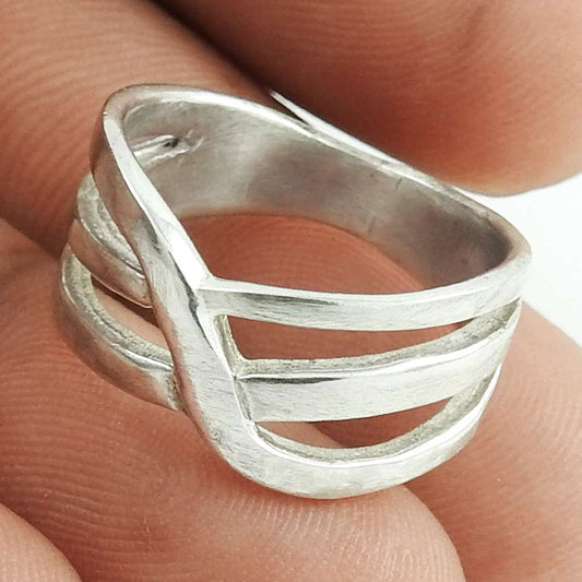 Band Ring Size 6 925 Solid Sterling Silver Handmade Mothers Day Gift Jewelry E2