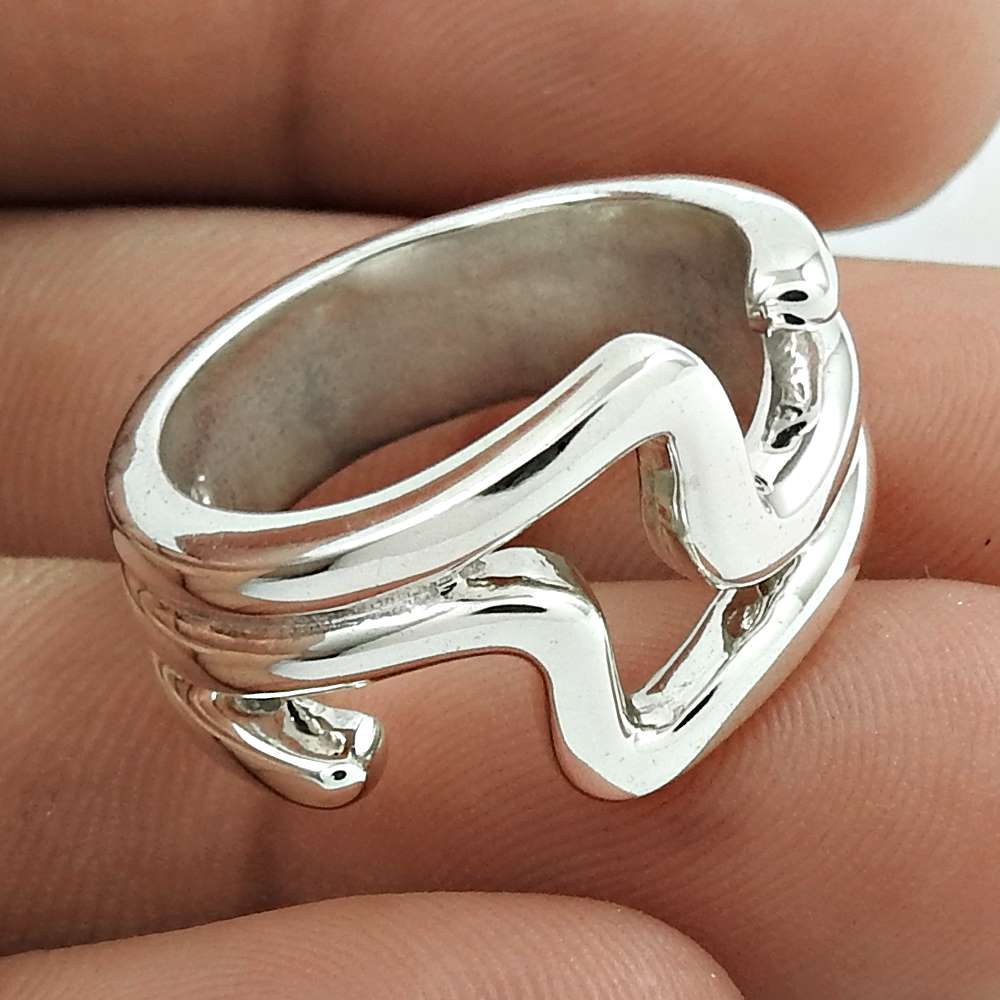 Artisan Mothers Day Gift Jewelry 925 Solid Sterling Silver Band Ring Size 7.5 F2