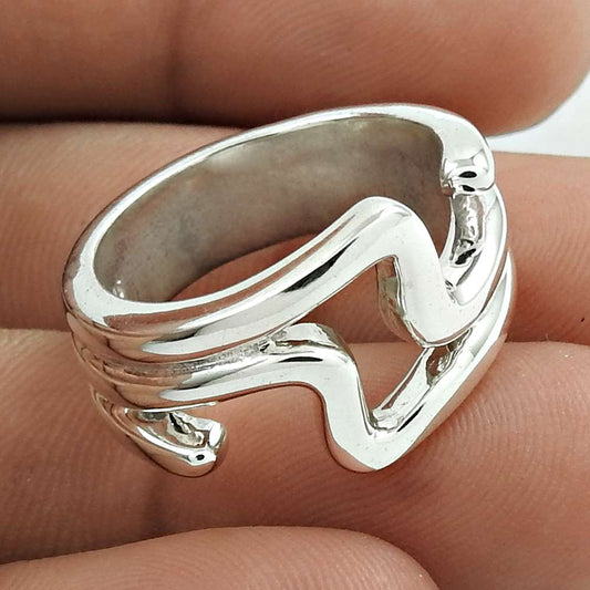 Artisan Mothers Day Gift Jewelry 925 Solid Sterling Silver Band Ring Size 7.5 F2