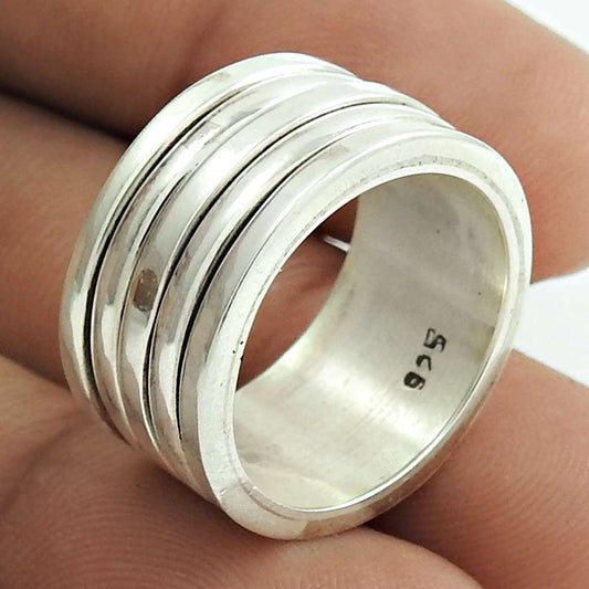 Artisan Mothers Day Gift 925 Solid Sterling Silver Spinner Ring Size 5.5 I2
