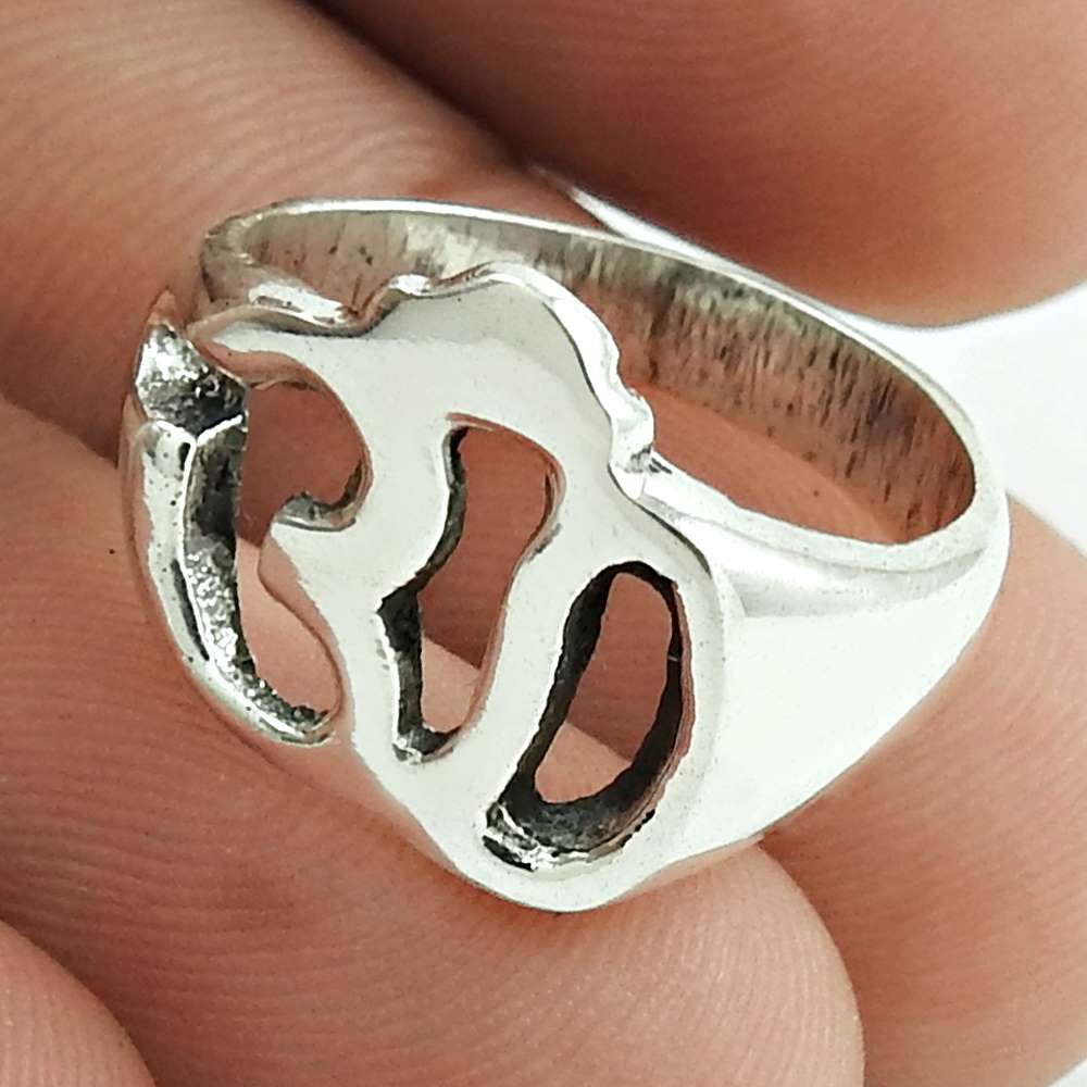 Handmade Mothers Day Gift Jewelry 925 Solid Sterling Silver OM Ring Size 5.5 Q2
