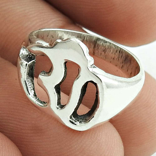 Handmade Mothers Day Gift Jewelry 925 Solid Sterling Silver OM Ring Size 5.5 Q2
