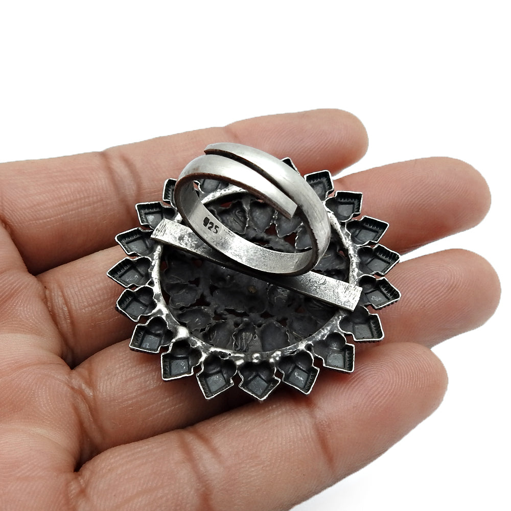 101 925 Solid Sterling Silver Cocktail Ring Indian Artisan Jewelry