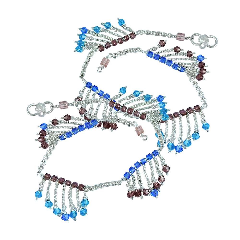 Favorite Multi Colour Glass 925 Sterling Silver Anklets