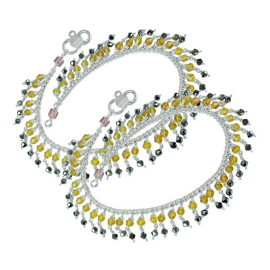 Victorian Style Multi Colour Glass 925 Sterling Silver Anklets