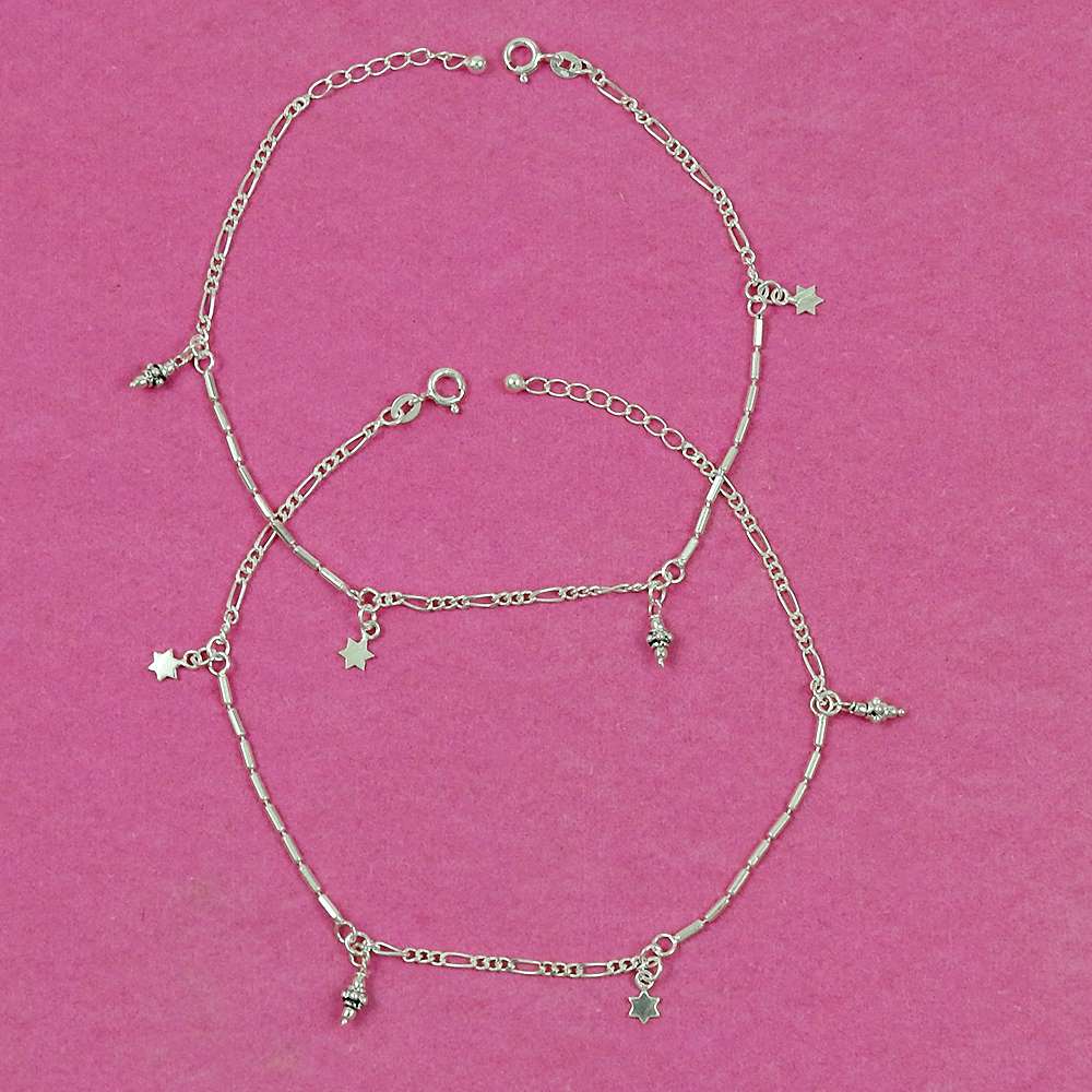 Rare Solid 925 Sterling Silver Anklet Ethnic Jewelry B1