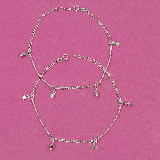 Rare Solid 925 Sterling Silver Anklet Ethnic Jewelry B1