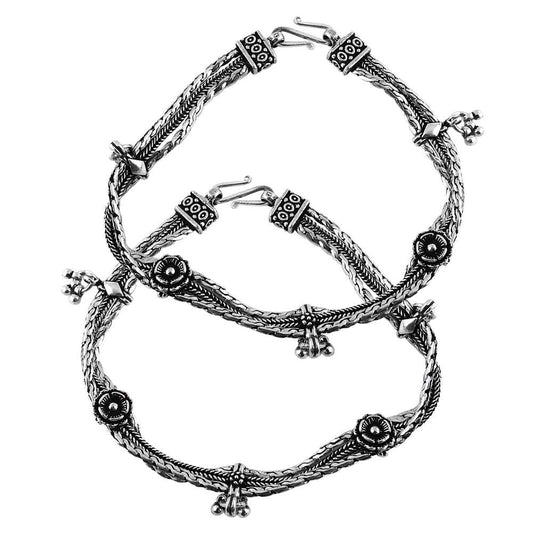 Daily Wear Solid 925 Sterling Silver Anklet Traditional Jewelry