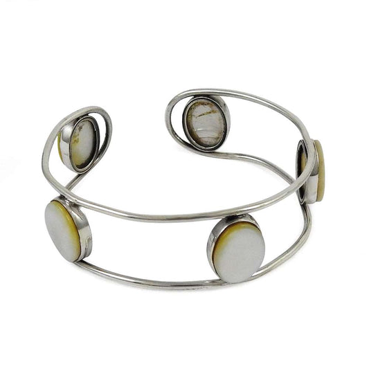 925 sterling silver fashion Jewellery Trendy Mother Of Pearl Gemstone Bangle