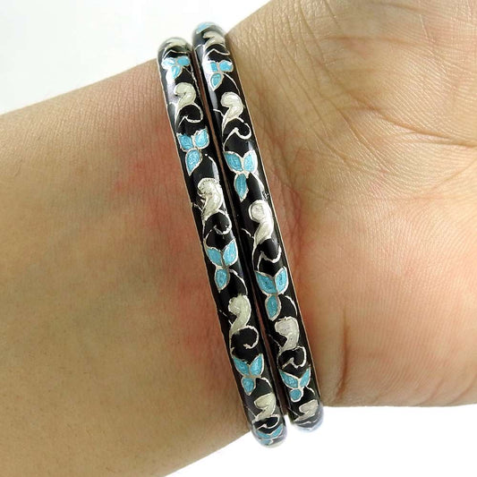 Beautiful Design MeenaKari 925 Sterling Silver Bangle