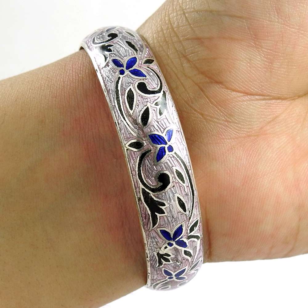 Very Light MeenaKari 925 Sterling Silver Bangle