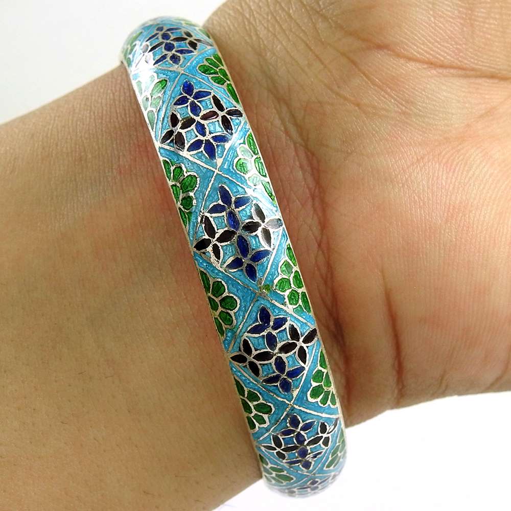 Amazing Design MeenaKari 925 Sterling Silver Bangle