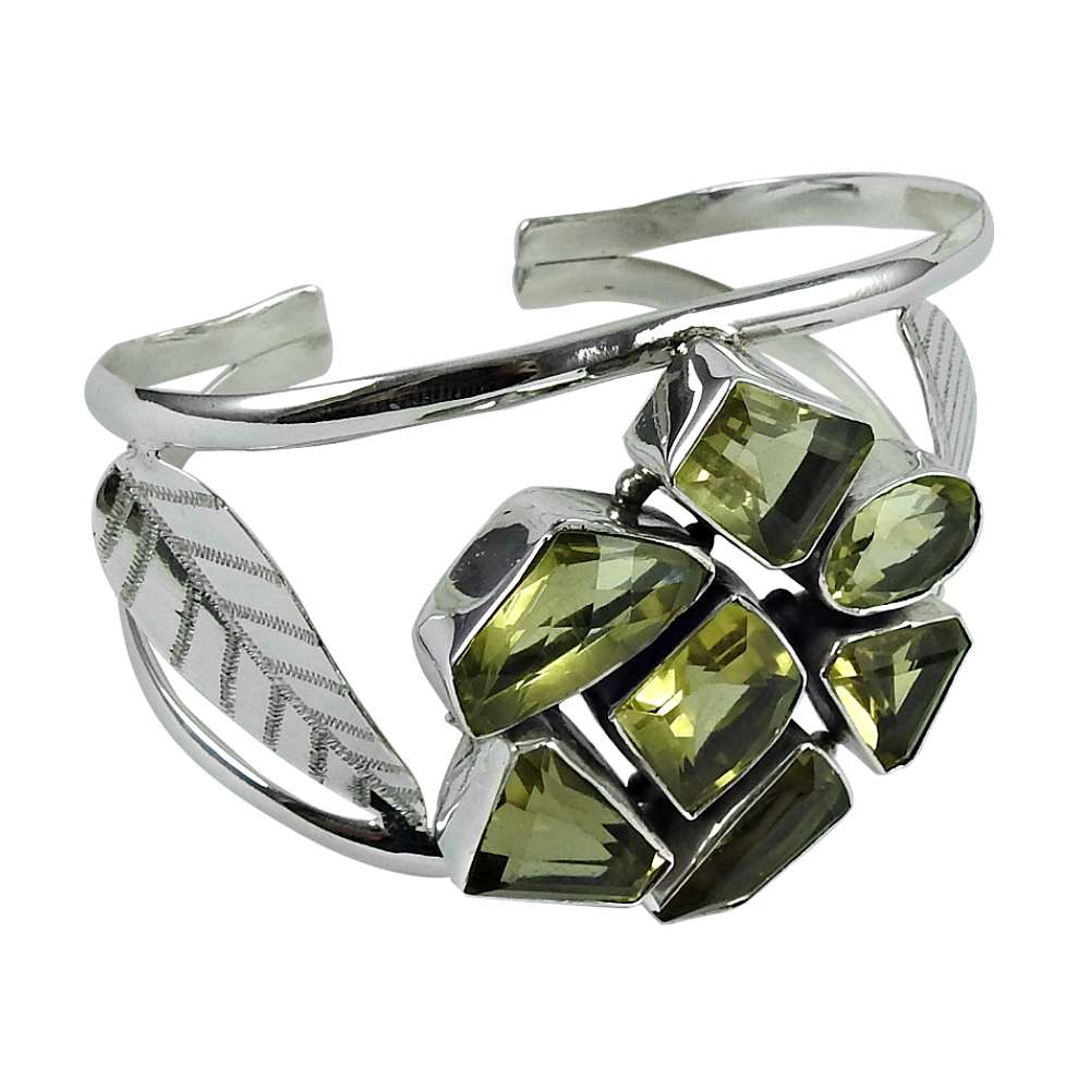 Charming 925 Sterling Silver Lemon Quartz Gemstone Bangle