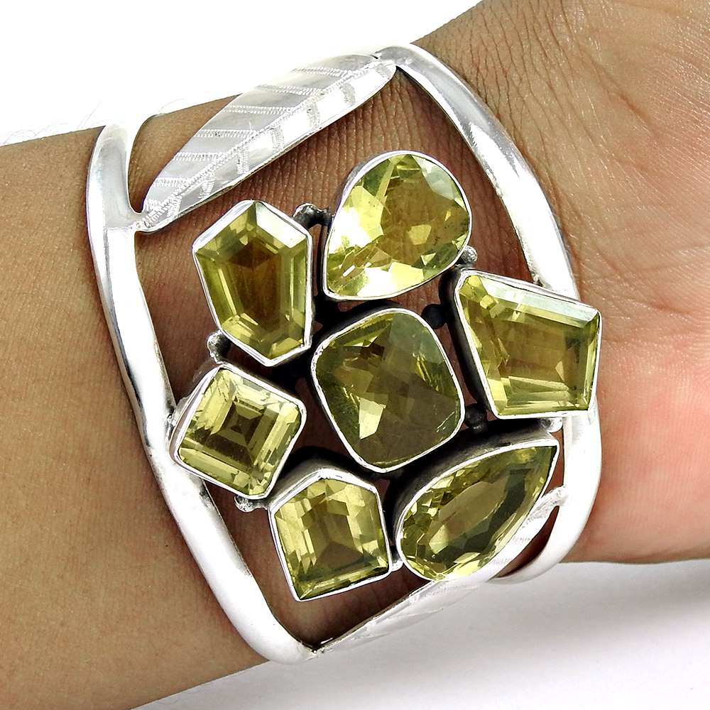 Big New Awesome Lemon Topaz 925 Sterling Silver Bangle