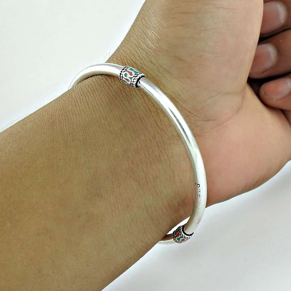 True Emotion Inlay 925 Sterling Silver Bangle