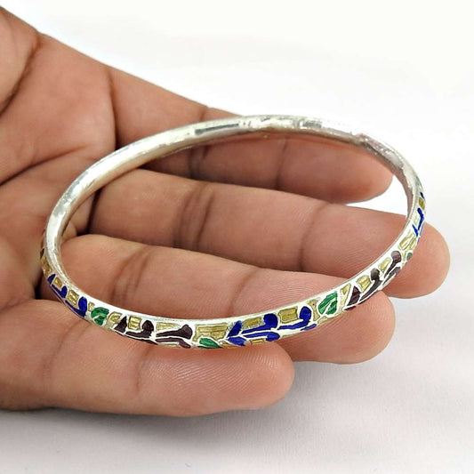 925 Sterling Silver Jewellery Engaging Inlay Bangle