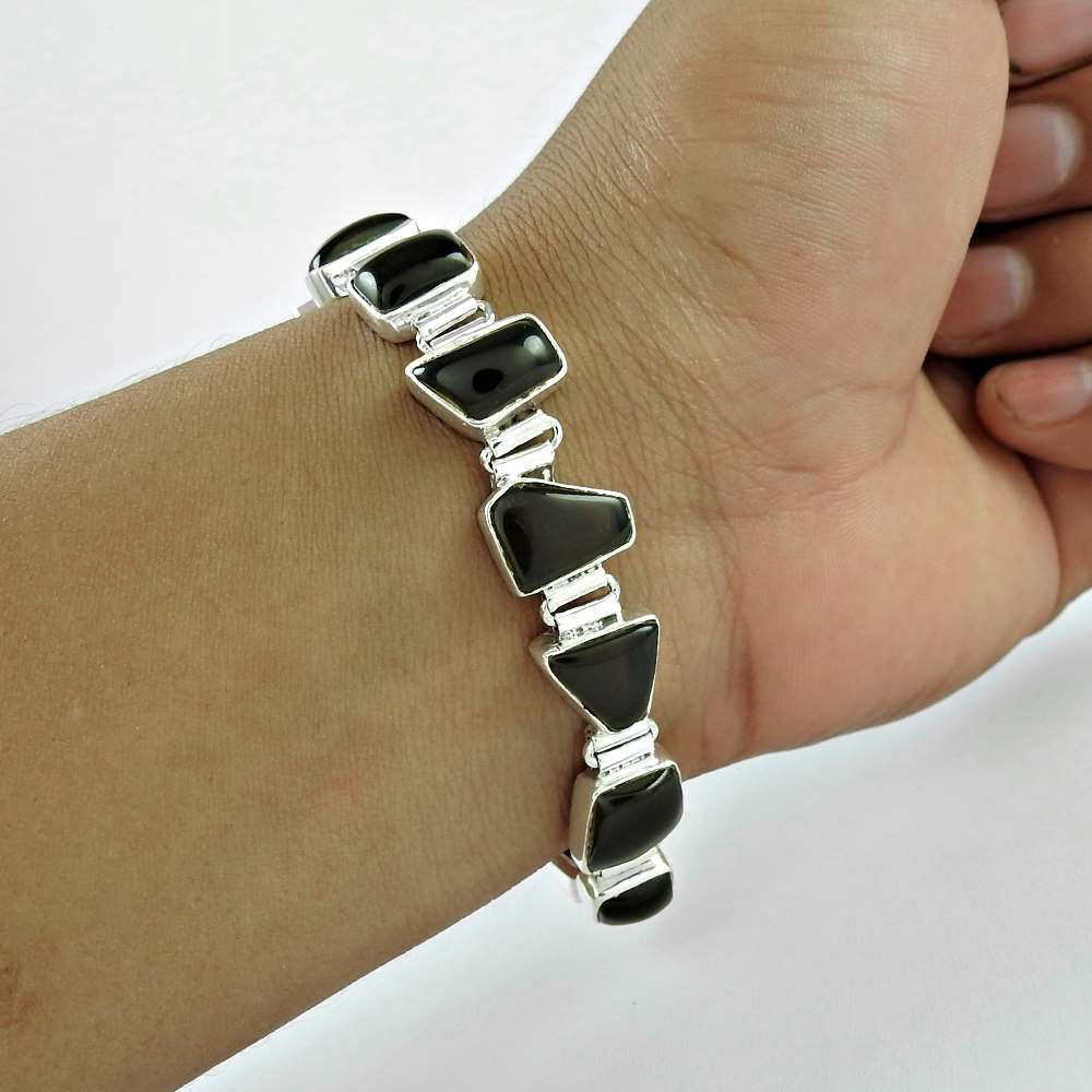 Lovely Smoky Quartz Gemstone Sterling Silver Bracelet Indian Sterling Silver Jewellery