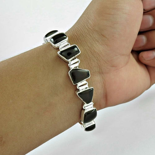 Lovely Smoky Quartz Gemstone Sterling Silver Bracelet Indian Sterling Silver Jewellery