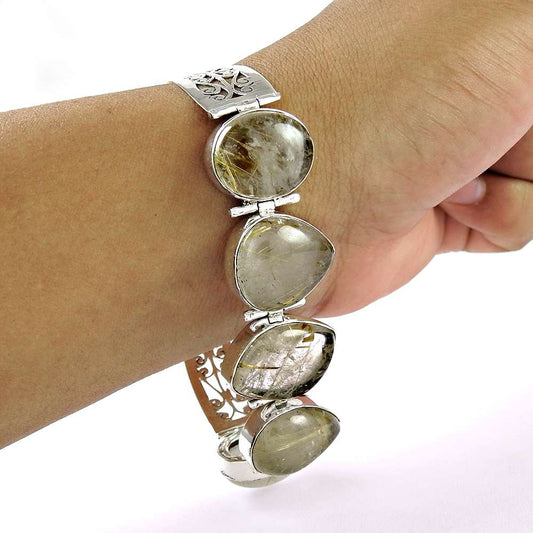 Gorgeous 925 Silver Golden Rutile Bracelet