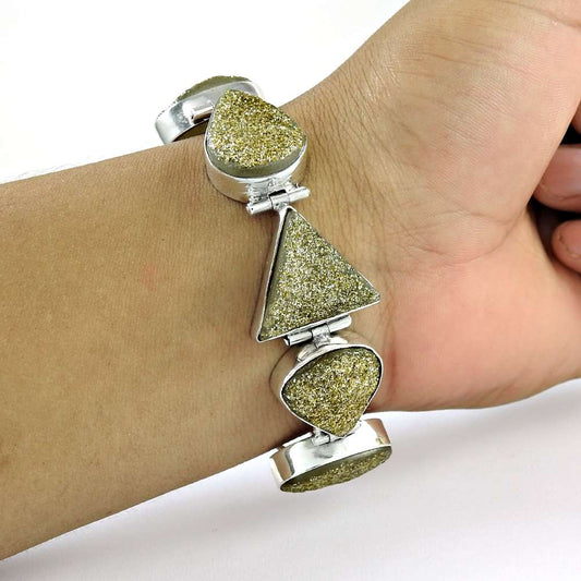Delicate 925 Silver Druzy Bracelet