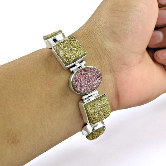 Perfect 925 Silver Druzy Bracelet
