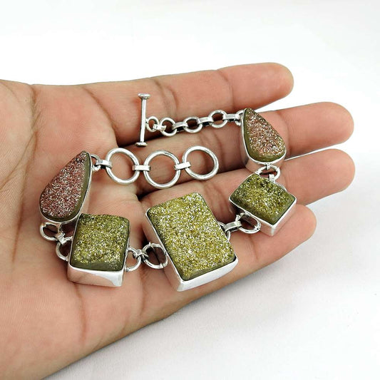 Classy Druzy 925 Sterling Silver Bracelet