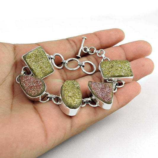 Awesome Style Of Druzy 925 Sterling Silver Bracelet