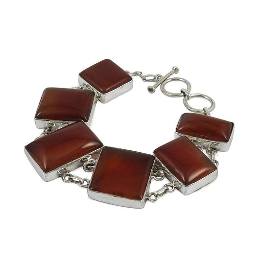 Latest Fashion Carnelian Gemstone Sterling Silver Bracelet Jewelry