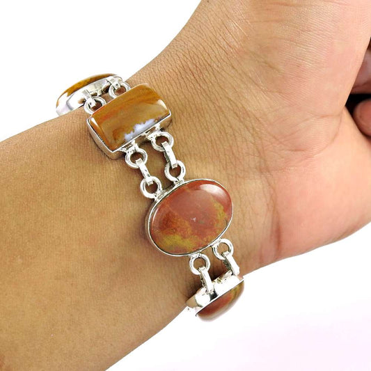 Absorbing Mookaite Gemstone Sterling Silver Bracelet Jewelry