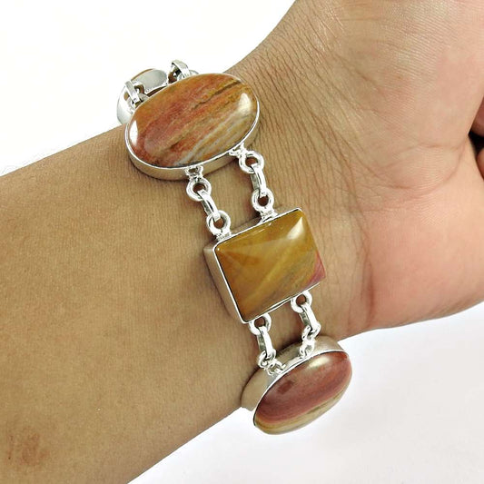 Beauty Queen Mookaite Gemstone Sterling Silver Bracelet Jewelry