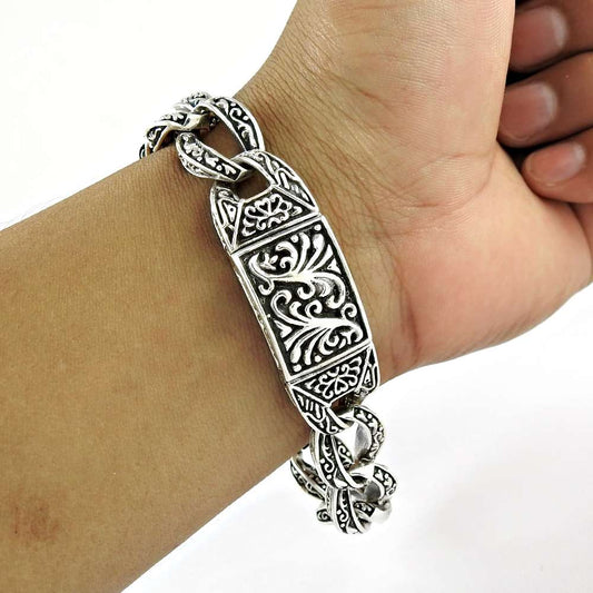 Beautiful 925 Sterling Silver Mother Of Pearl Bracelet Ethnic Jewellery
