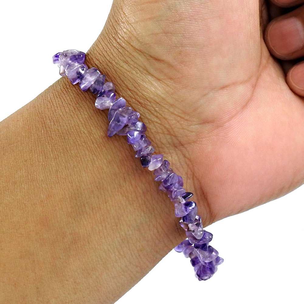 Christmas Gift Natural Amethyst Gemstone Chain Bracelet 925 Sterling Silver D1