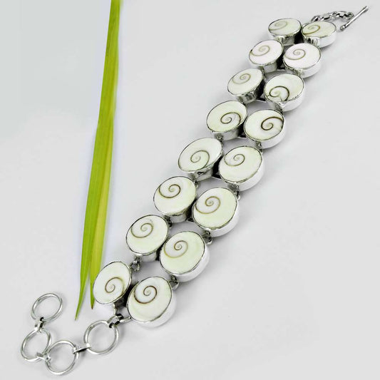 Natural Shiva Eye Gemstone Chain Bohemian Bracelet 925 Sterling Silver A5