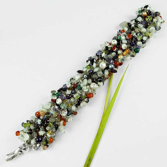 Birthday Gift Natural Carnelian Gemstone Chain Beaded Bracelet 925 Silver D1