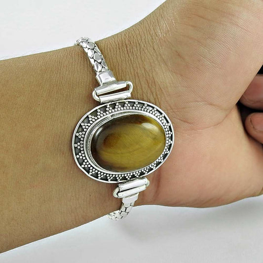 Summer Stock Tiger Eye 925 Sterling Silver Bracelet