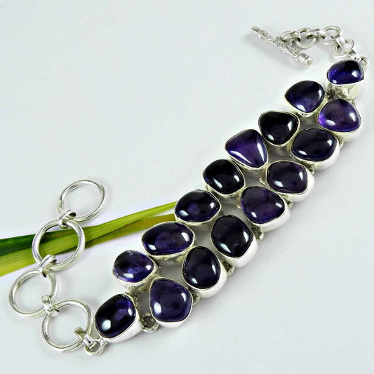 Victorian Style Amethyst Gemstone Sterling Silver Bracelet Jewelry