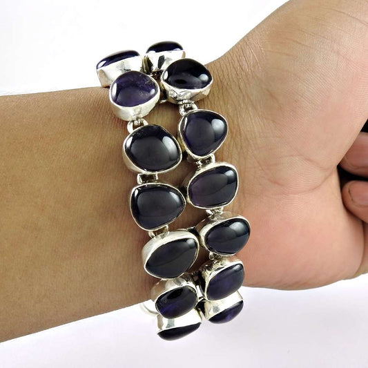 Top Quality Amethyst Gemstone Sterling Silver Bracelet Jewelry