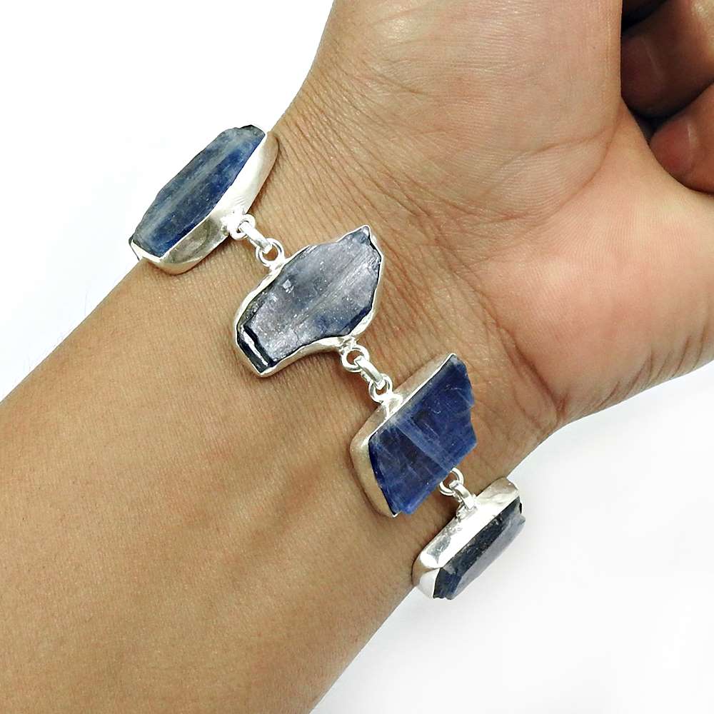 Kyanite Gemstone Rough Stone 925 Sterling Silver Vintage Look Jewelry H2