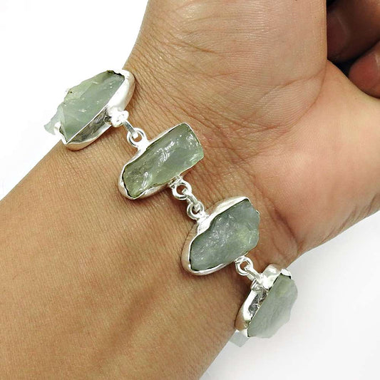 Prehnite Gemstone Rough Stone 925 Sterling Silver Tribal Jewelry T2