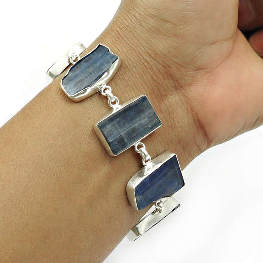 Kyanite Gemstone Rough Stone 925 Sterling Silver Indian Jewelry V2