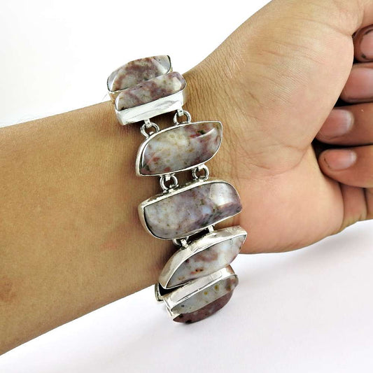 925 Silver Jewelry Charming Ocean Jasper Gemstone Bracelet