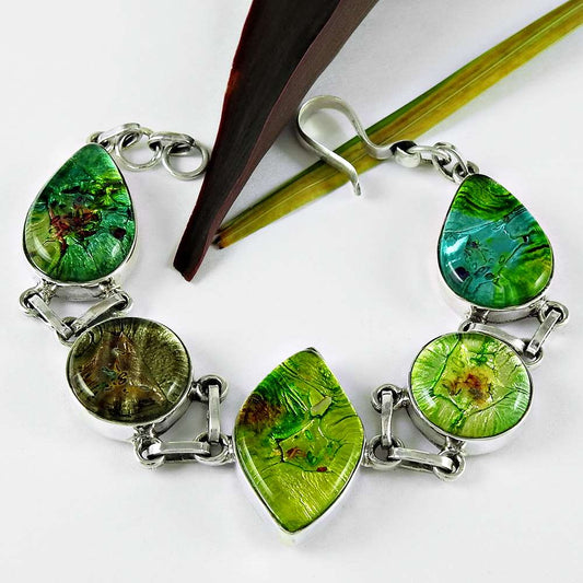 Jumbo Dico Glass 925 Sterling Silver Bracelet